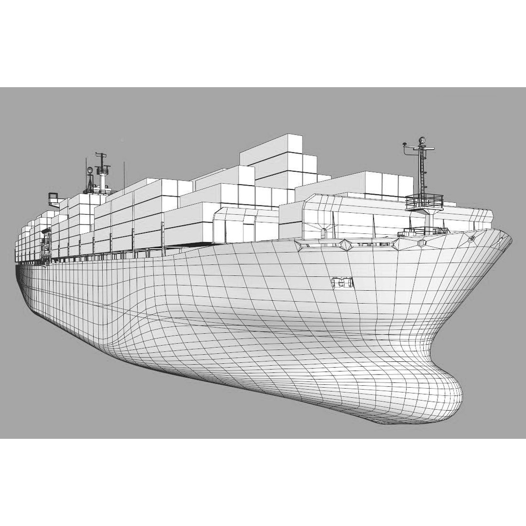 Cargo Container Ship 3D Model – Low Poly Industrial Vessel, FBX & OBJ - View 9