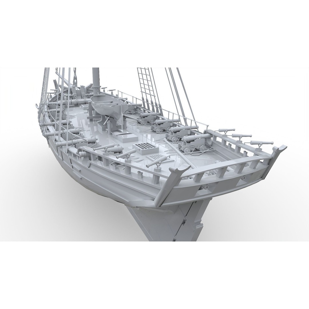 HMS Alert 3D Model – Low Poly Historic Sailing Cutter, FBX