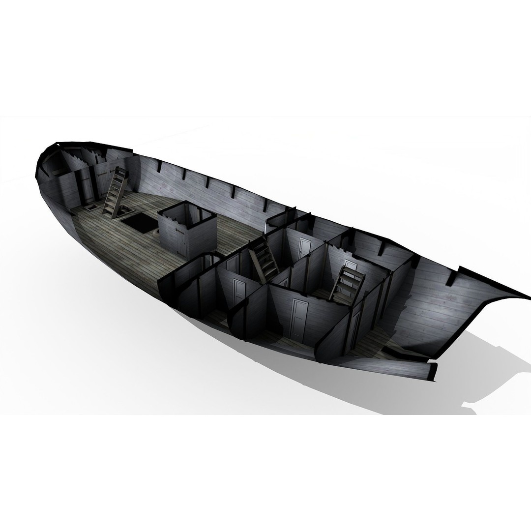 HMS Alert 3D Model – Low Poly Historic Sailing Cutter, FBX - View 11