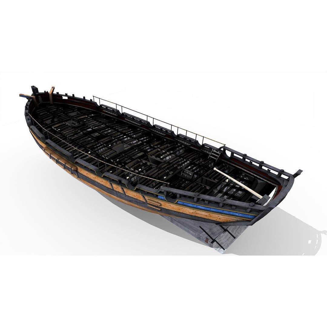 HMS Alert 3D Model – Low Poly Historic Sailing Cutter, FBX - View 8
