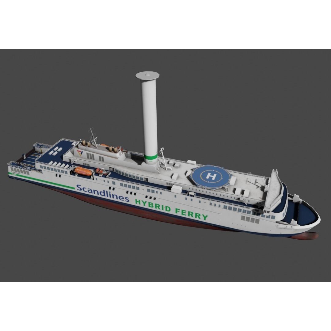 Scandlines Hybrid Ferry 3D Model – Low Poly Watercraft, FBX - View 11
