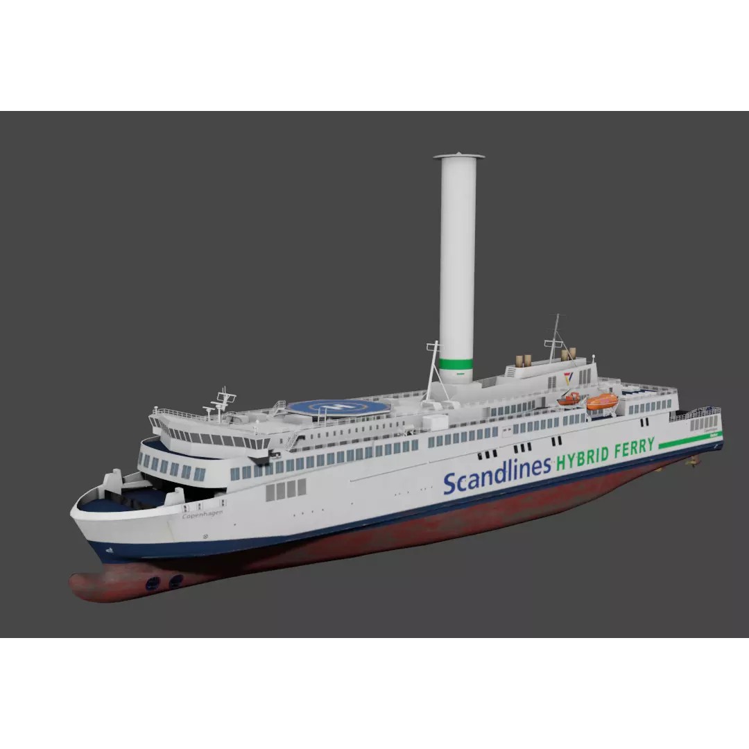 Scandlines Hybrid Ferry 3D Model – Low Poly Watercraft, FBX - View 2