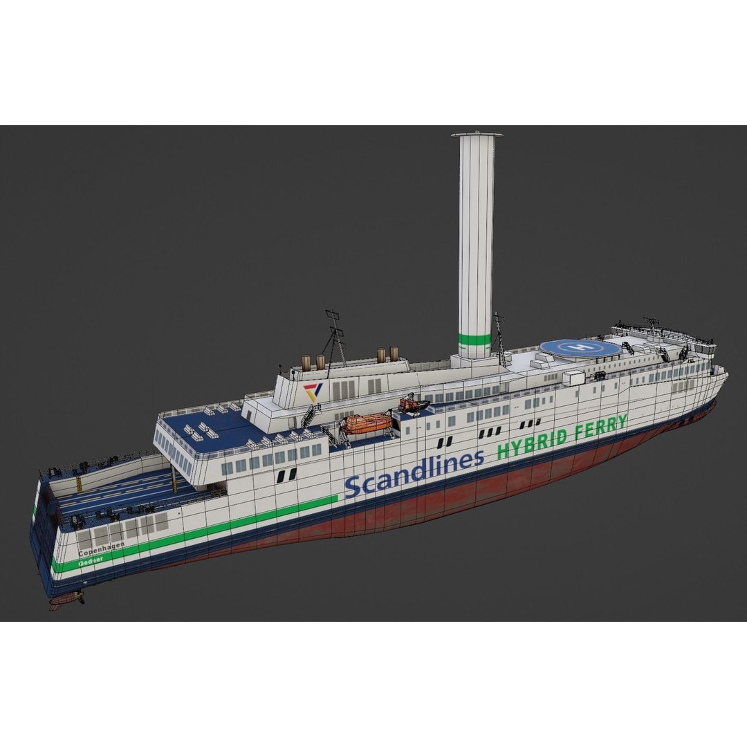 Scandlines Hybrid Ferry 3D Model – Low Poly Watercraft, FBX - View 4