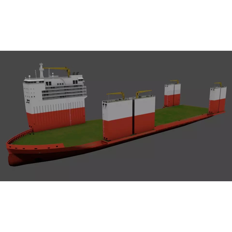 Semi Submersible Heavyload Vessel 3D Model – Low Poly PBR Asset, FBX - View 2