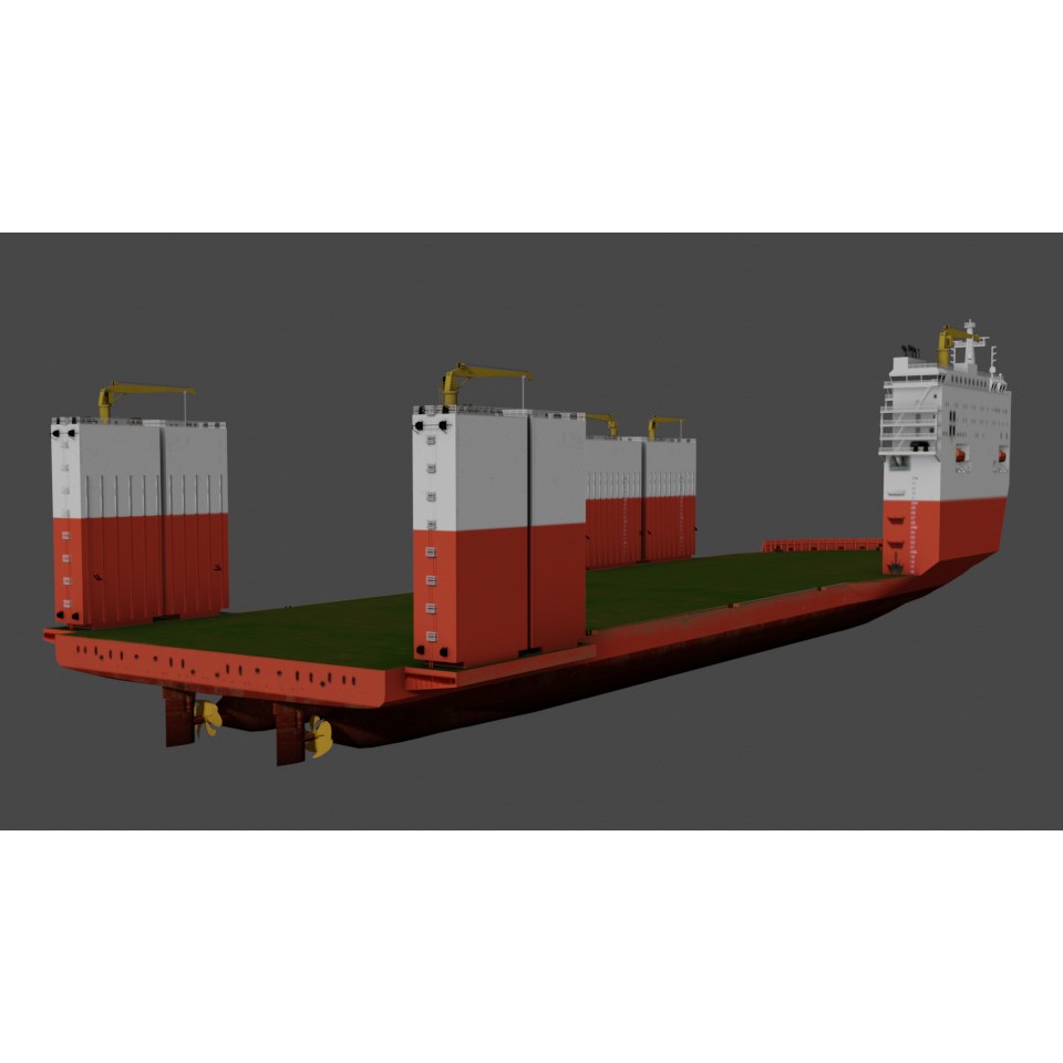 Semi Submersible Heavyload Vessel 3D Model – Low Poly PBR Asset, FBX - View 3