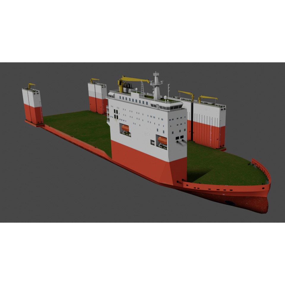 Semi Submersible Heavyload Vessel 3D Model – Low Poly PBR Asset, FBX - View 4