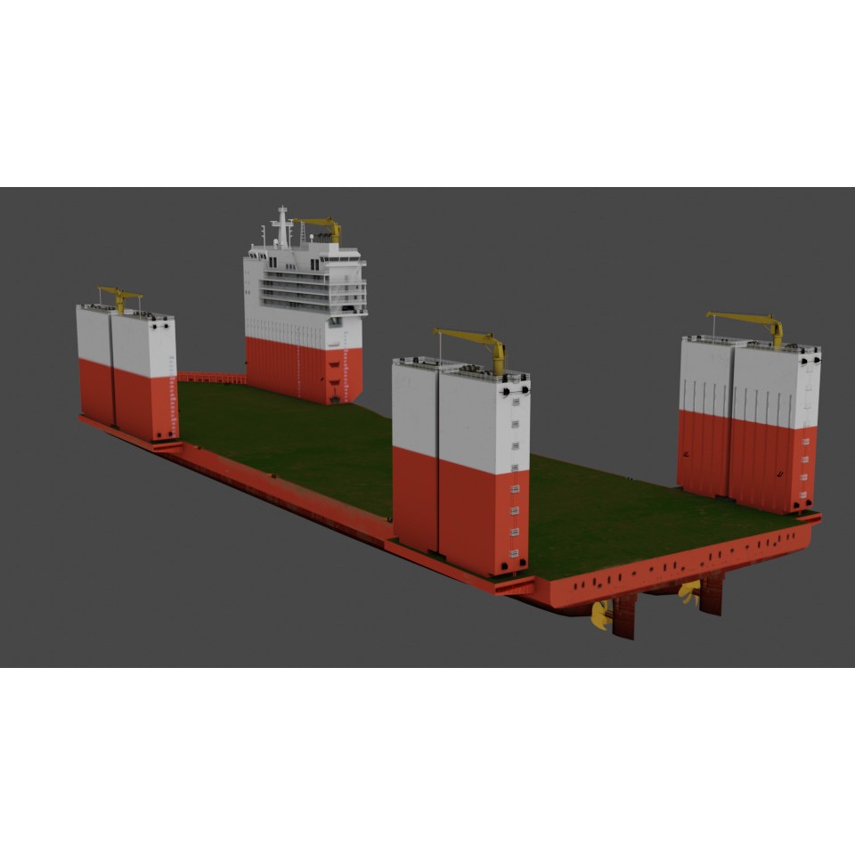Semi Submersible Heavyload Vessel 3D Model – Low Poly PBR Asset, FBX - View 7