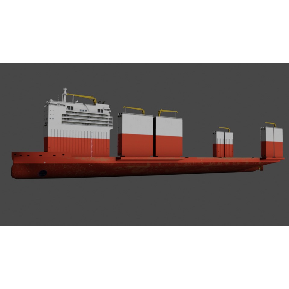 Semi Submersible Heavyload Vessel 3D Model – Low Poly PBR Asset, FBX - View 9