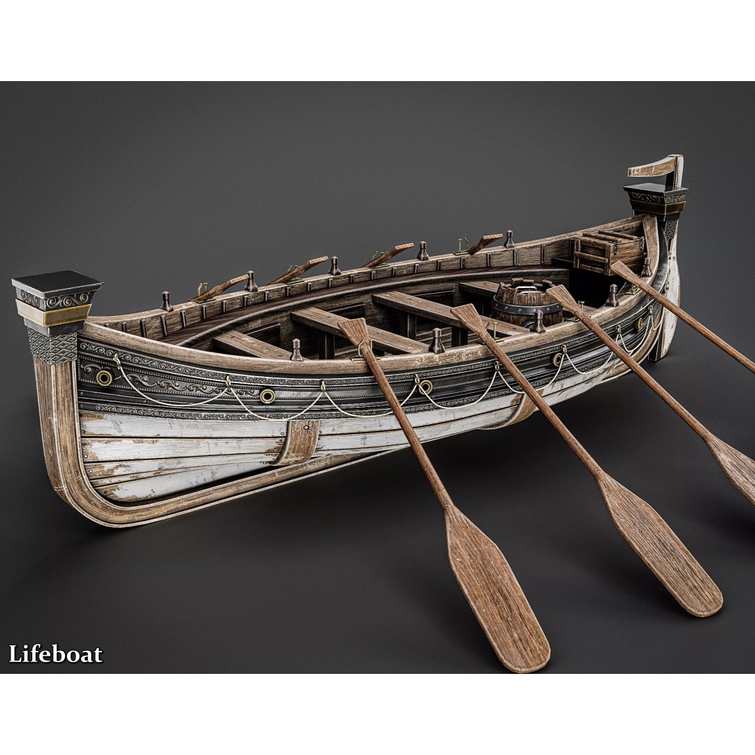 Lifeboat 3D Model – Low Poly Game Asset, FBX, PBR Textures - View 2