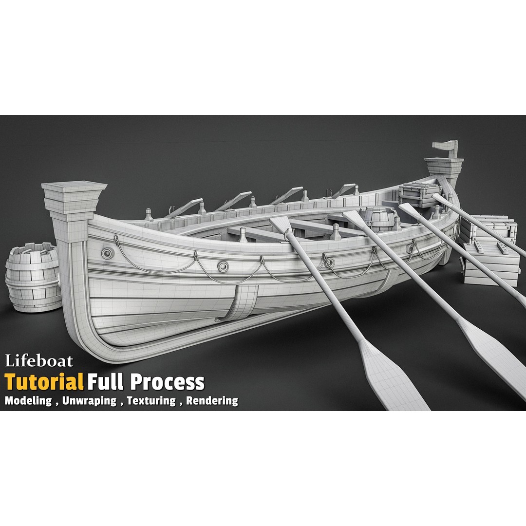 Lifeboat 3D Model – Low Poly Game Asset, FBX, PBR Textures - View 4