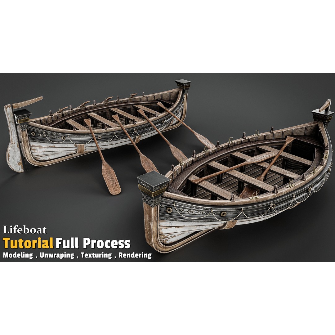 Lifeboat 3D Model – Low Poly Game Asset, FBX, PBR Textures - View 6