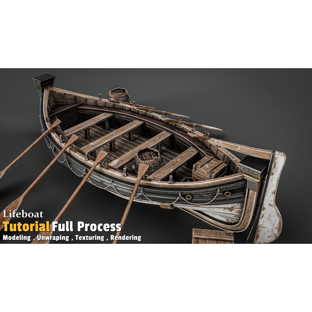 Lifeboat 3D Model – Low Poly Game Asset, FBX, PBR Textures - View 8