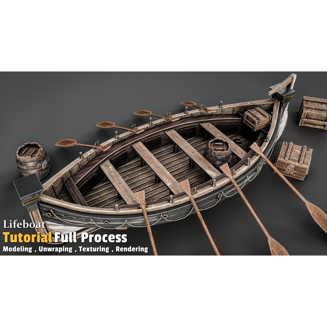 Lifeboat 3D Model – Low Poly Game Asset, FBX, PBR Textures - View 9