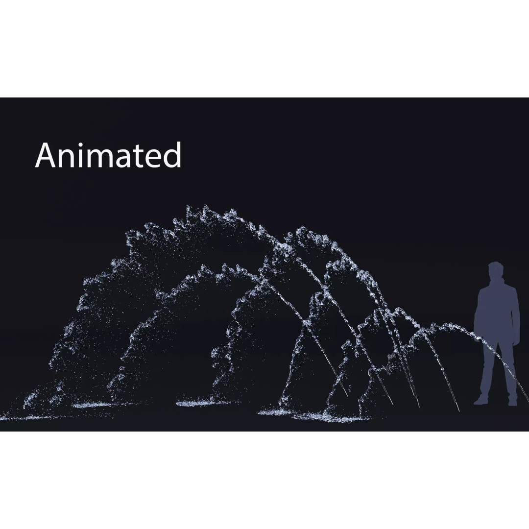 Six Animated Fountains 3D Model – Realistic Water Simulation, FBX, OBJ - View 2
