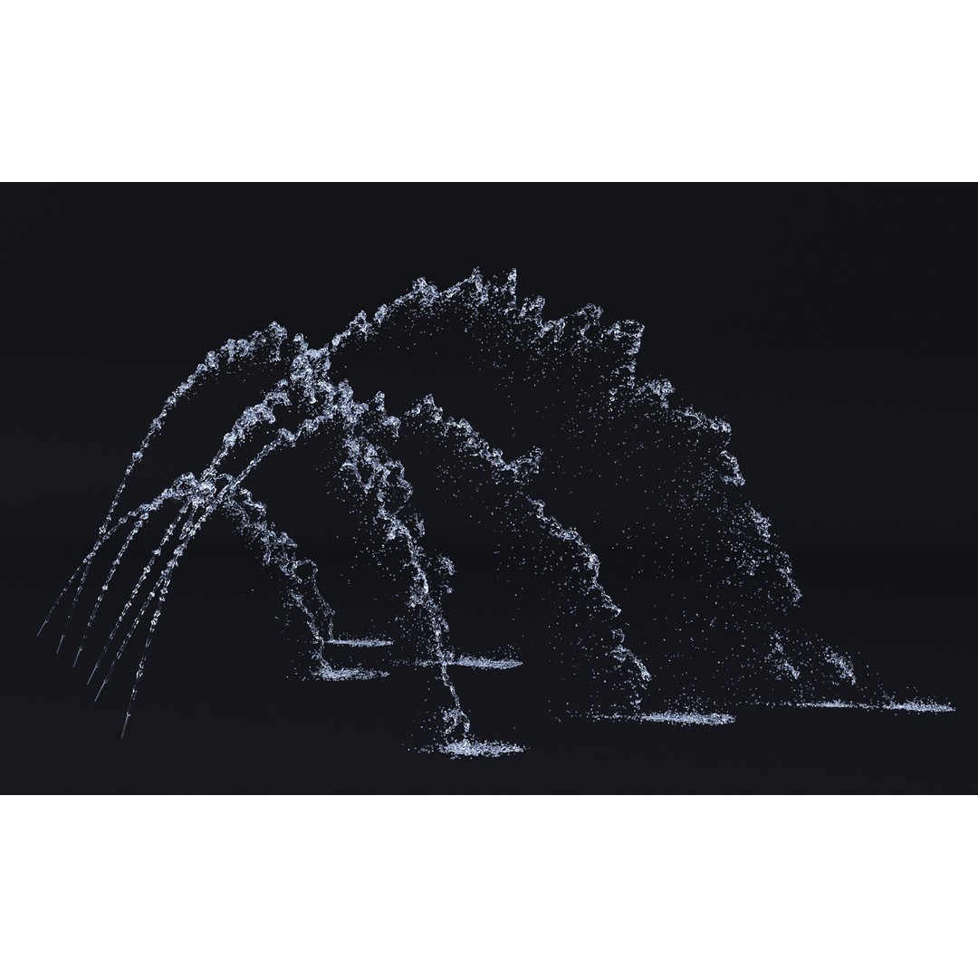 Six Animated Fountains 3D Model – Realistic Water Simulation, FBX, OBJ - View 4