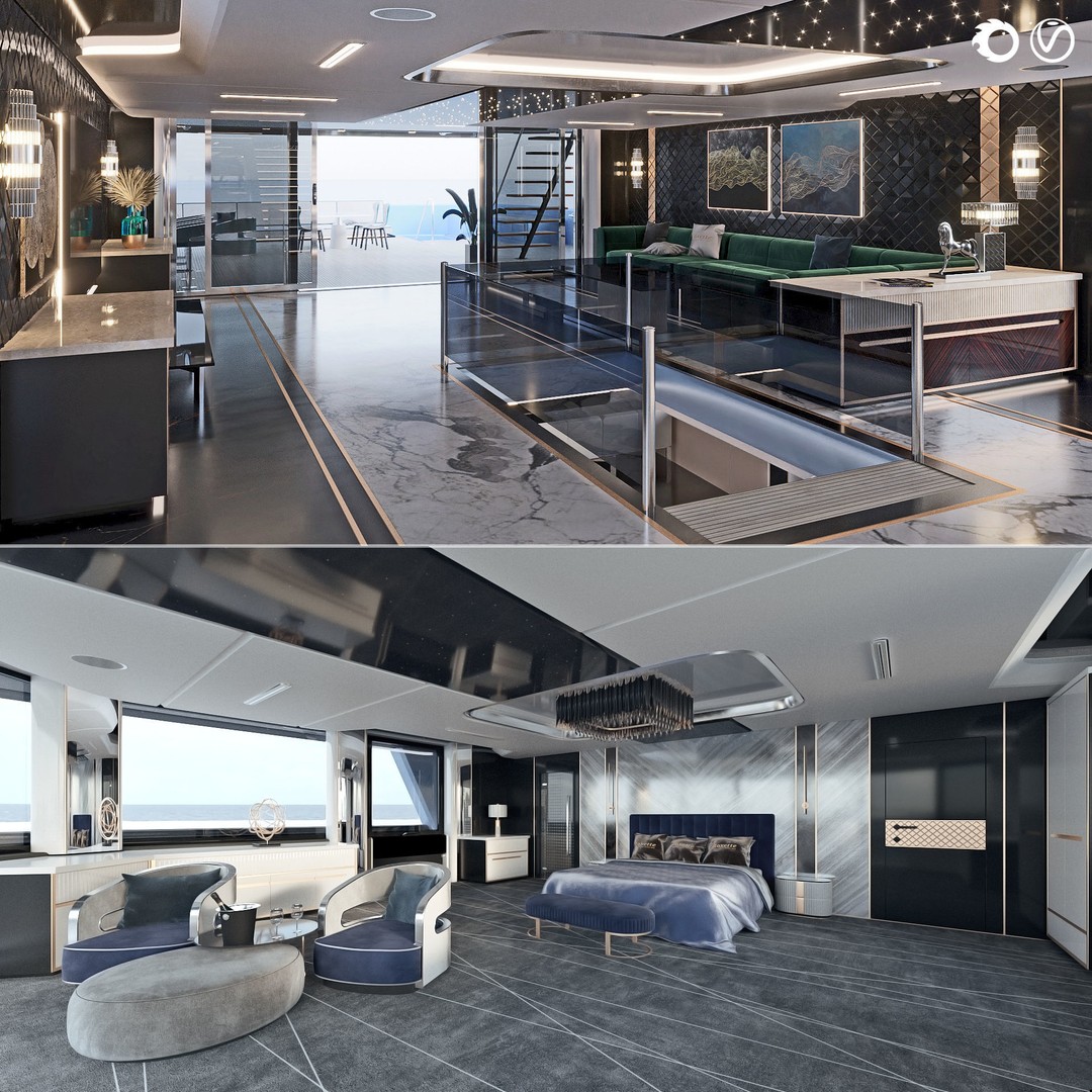 Yacht Roxette 3D Model – Luxe Vessel with Helicopter, FBX/OBJ - View 7