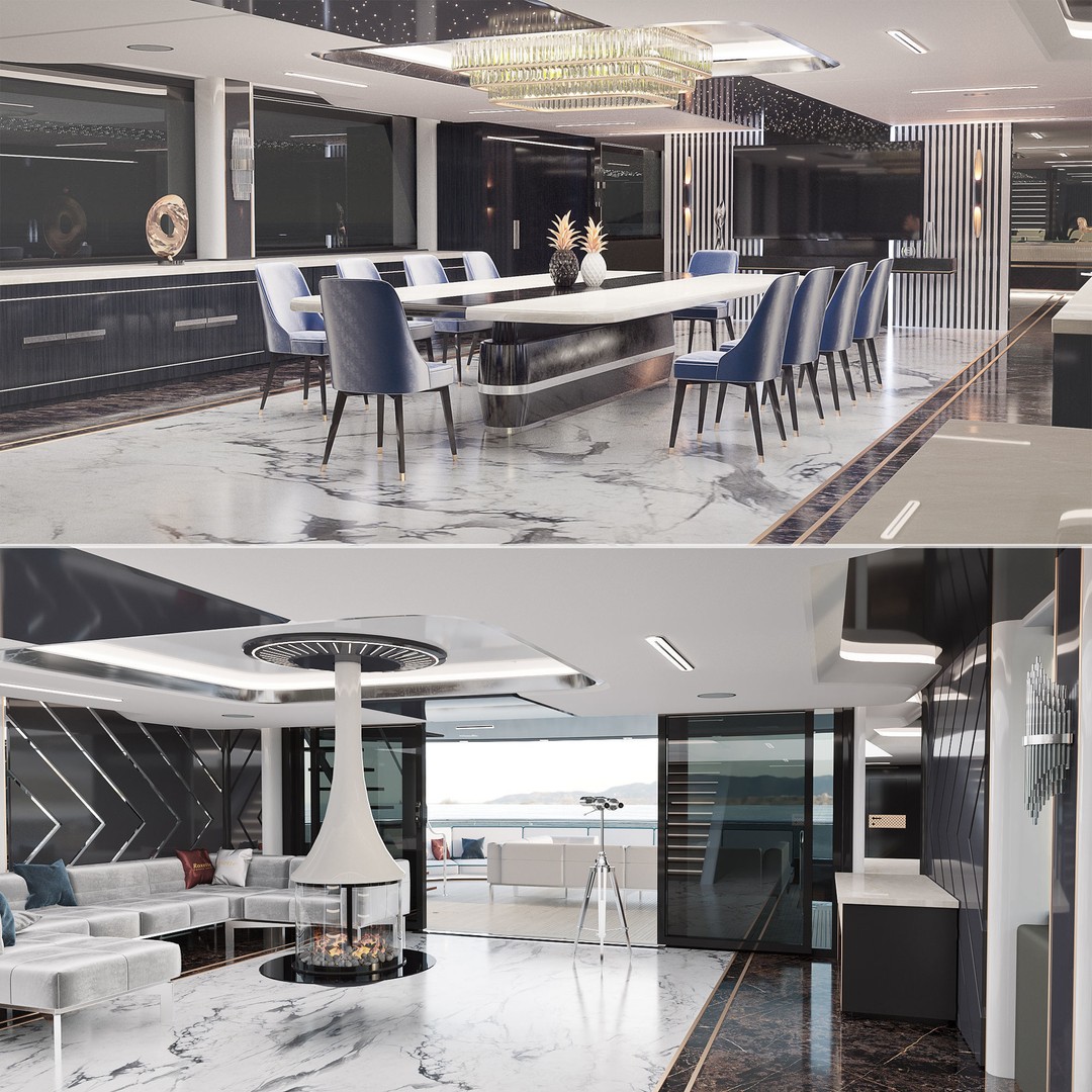 Yacht Roxette 3D Model – Luxe Vessel with Helicopter, FBX/OBJ - View 8
