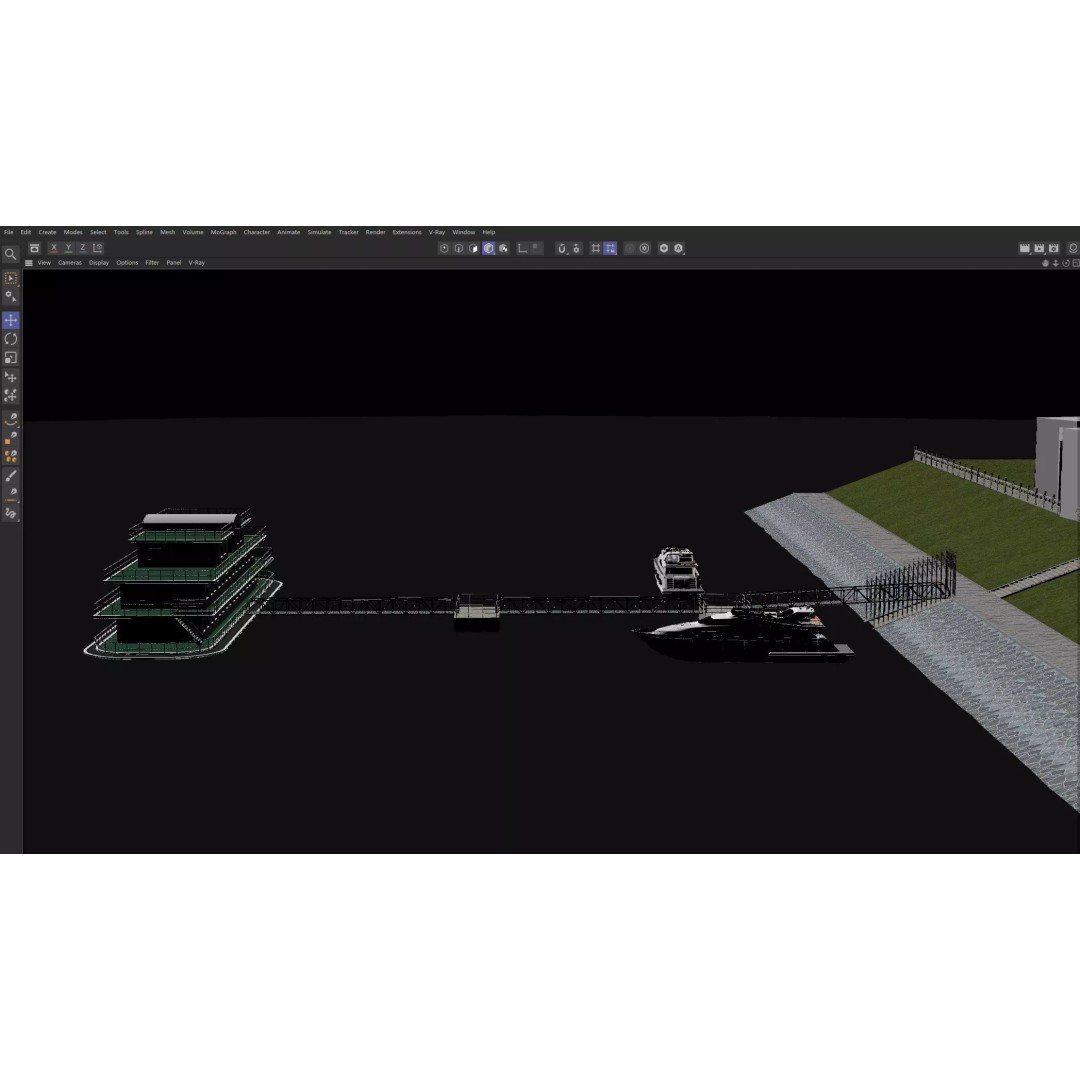 Luxury Cruise Ship 3D Model – Detailed Marina Pier Scene, PBR, FBX - View 16