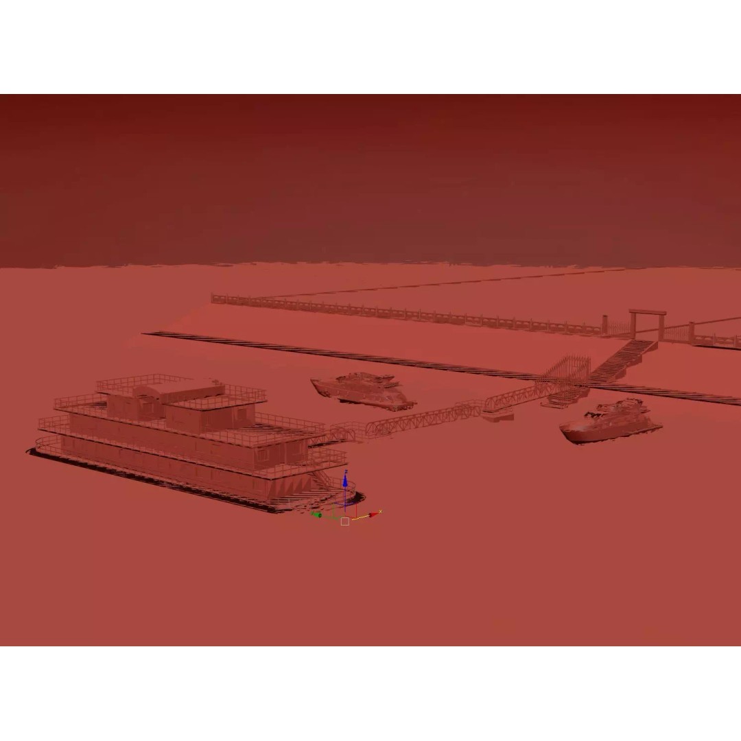 Luxury Cruise Ship 3D Model – Detailed Marina Pier Scene, PBR, FBX - View 22