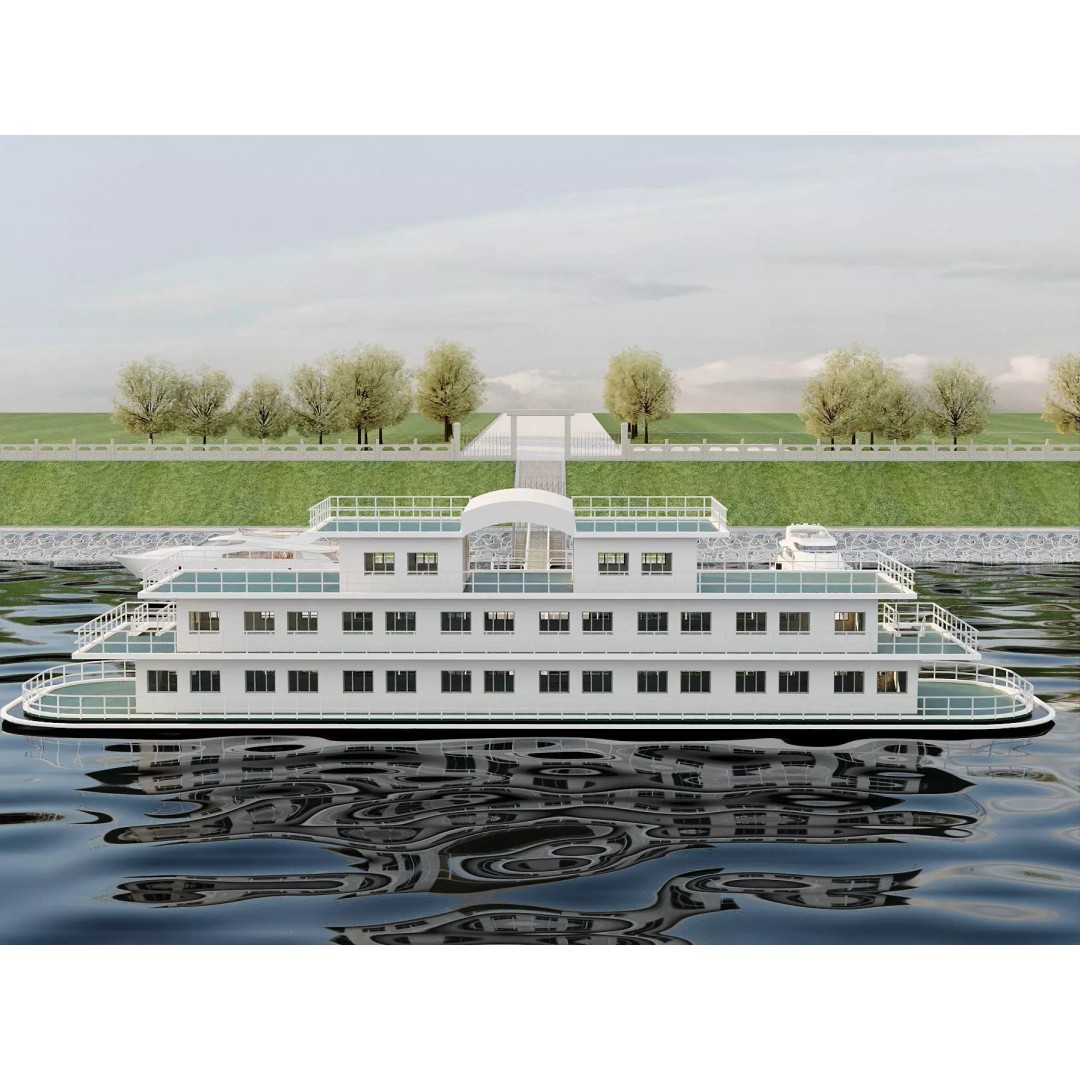 Luxury Cruise Ship 3D Model – Detailed Marina Pier Scene, PBR, FBX - View 6