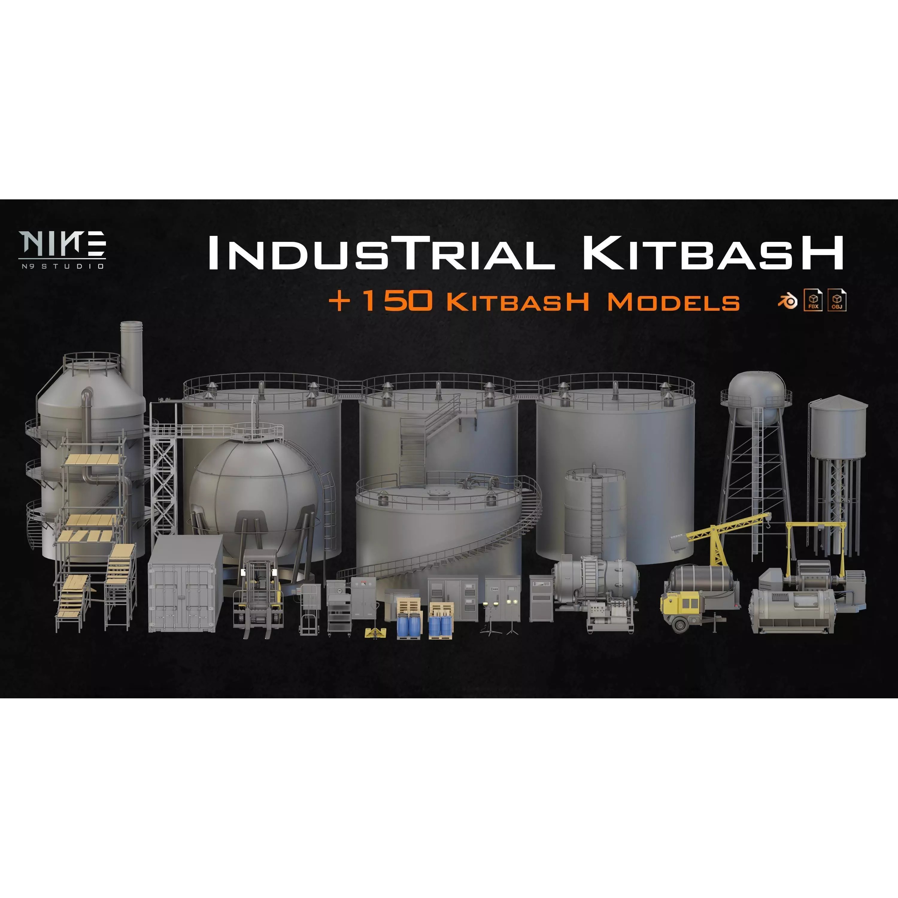 Industrial Kitbash - Game-Ready 3D Model - View 2