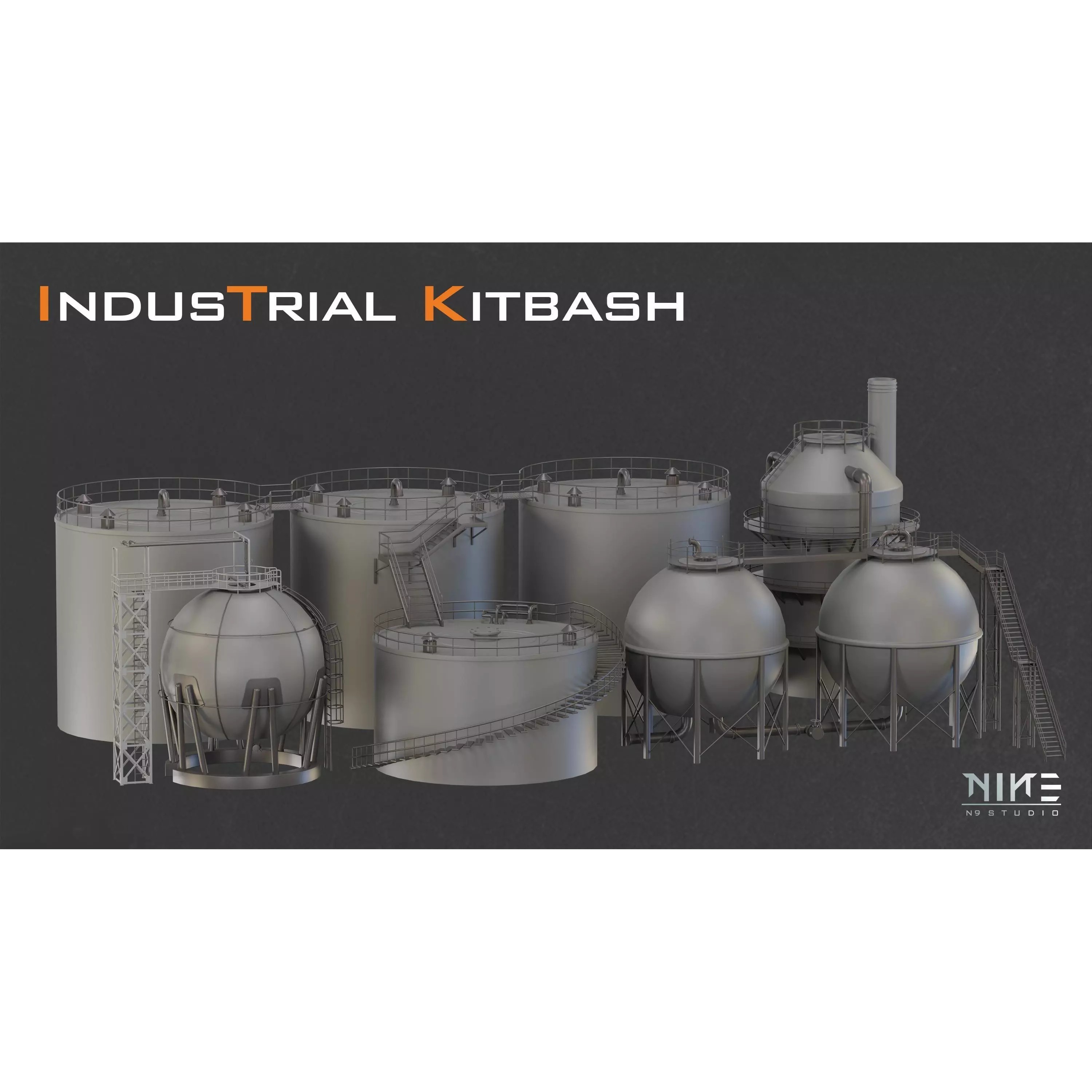 Industrial Kitbash - Game-Ready 3D Model - View 3