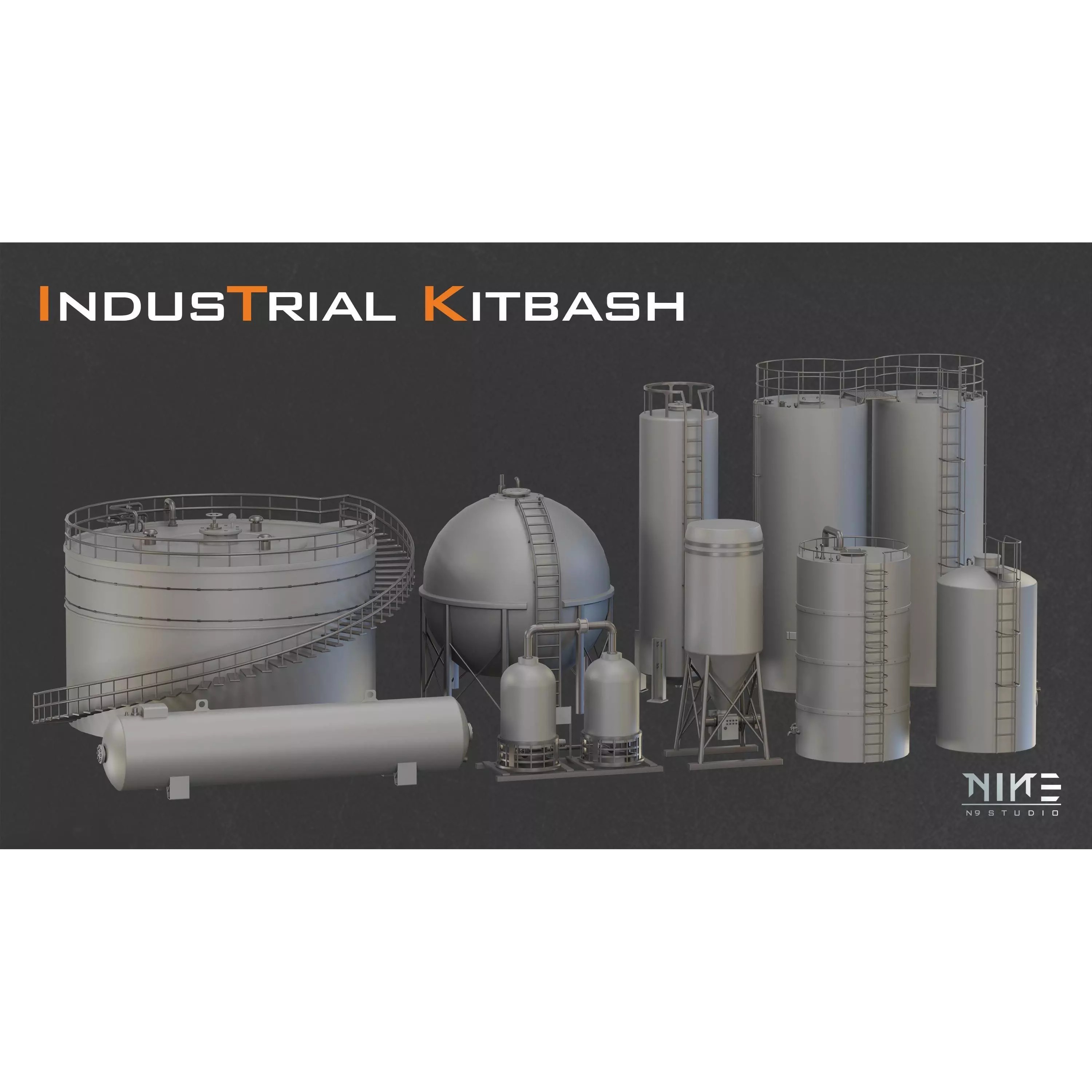Industrial Kitbash - Game-Ready 3D Model - View 4