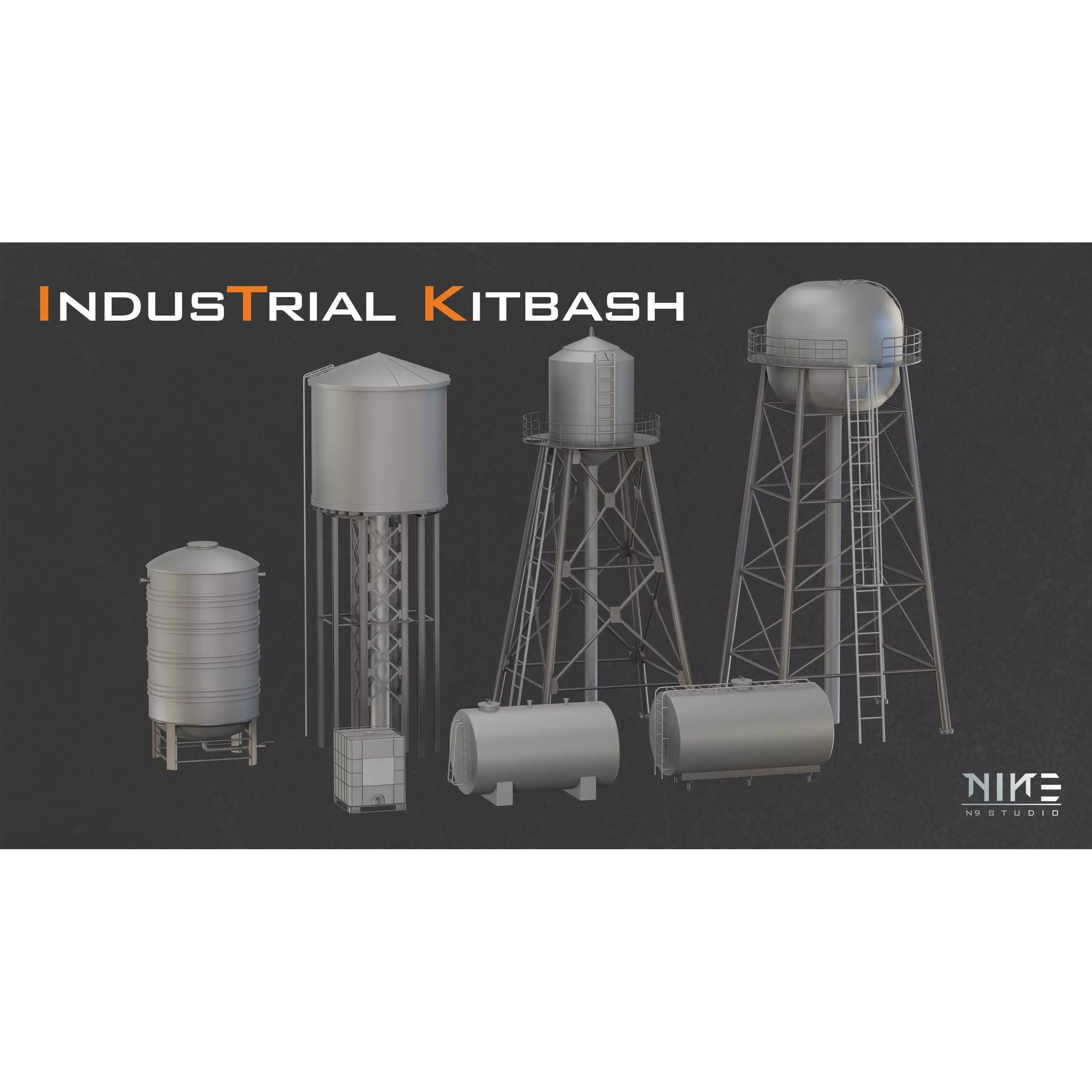 Industrial Kitbash - Game-Ready 3D Model - View 5