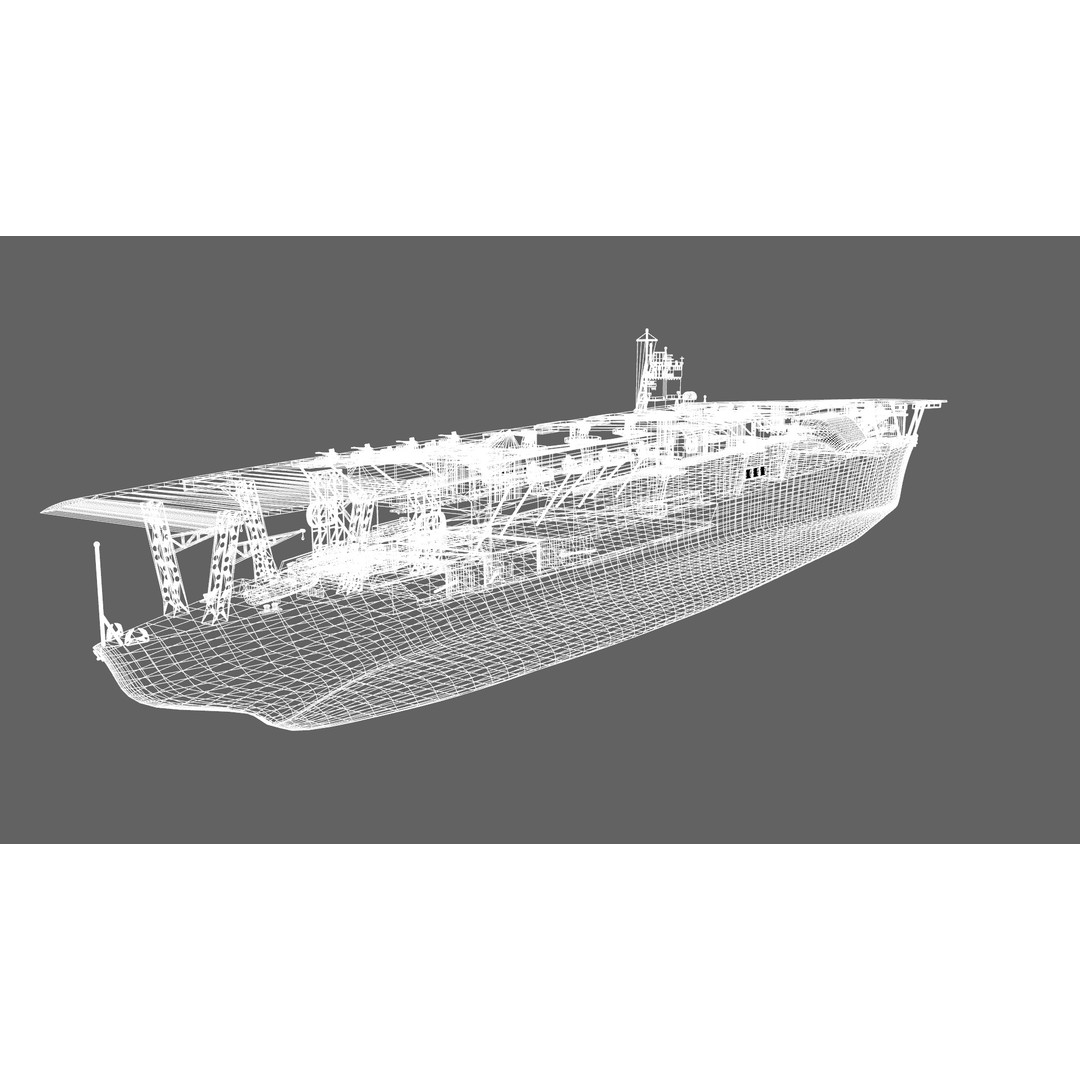 Akagi Aircraft Carrier 3D Model – Low Poly PBR Game Asset, FBX
