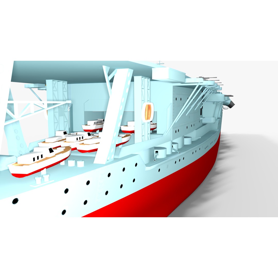 Akagi Aircraft Carrier 3D Model – Low Poly PBR Game Asset, FBX - View 4