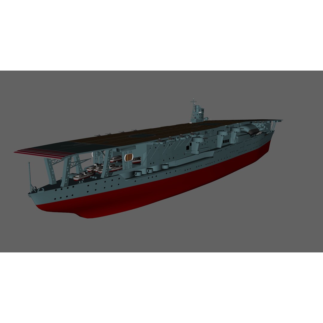 Akagi Aircraft Carrier 3D Model – Low Poly PBR Game Asset, FBX - View 8