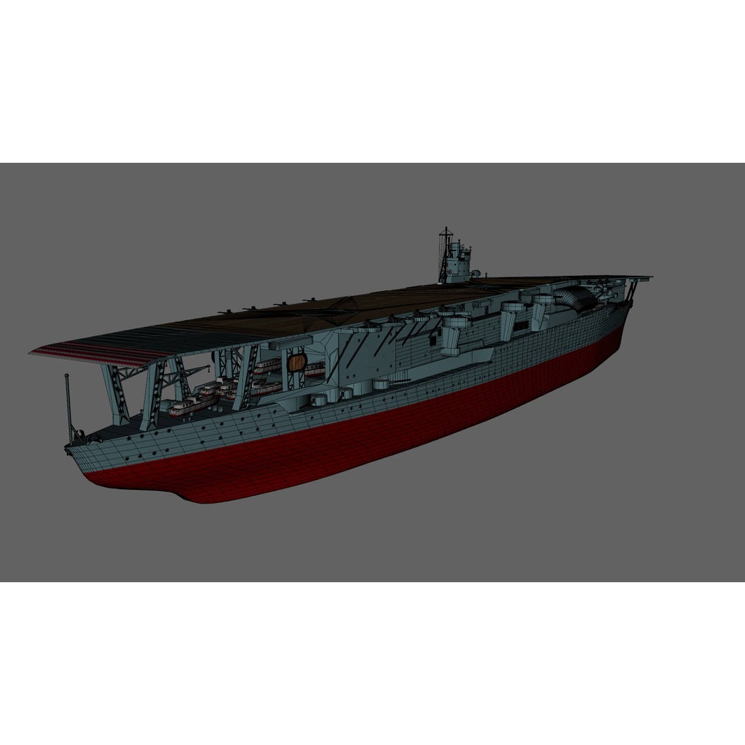 Akagi Aircraft Carrier 3D Model – Low Poly PBR Game Asset, FBX - View 9