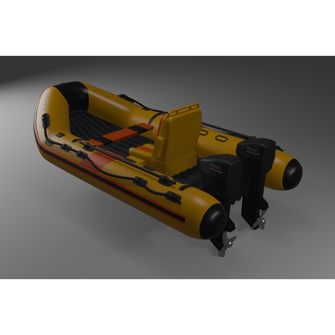 Inflatable Kayak 3D Model – Low Poly PBR Watercraft, FBX - View 6