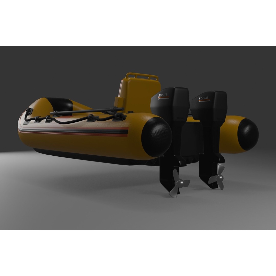 Inflatable Kayak 3D Model – Low Poly PBR Watercraft, FBX - View 7