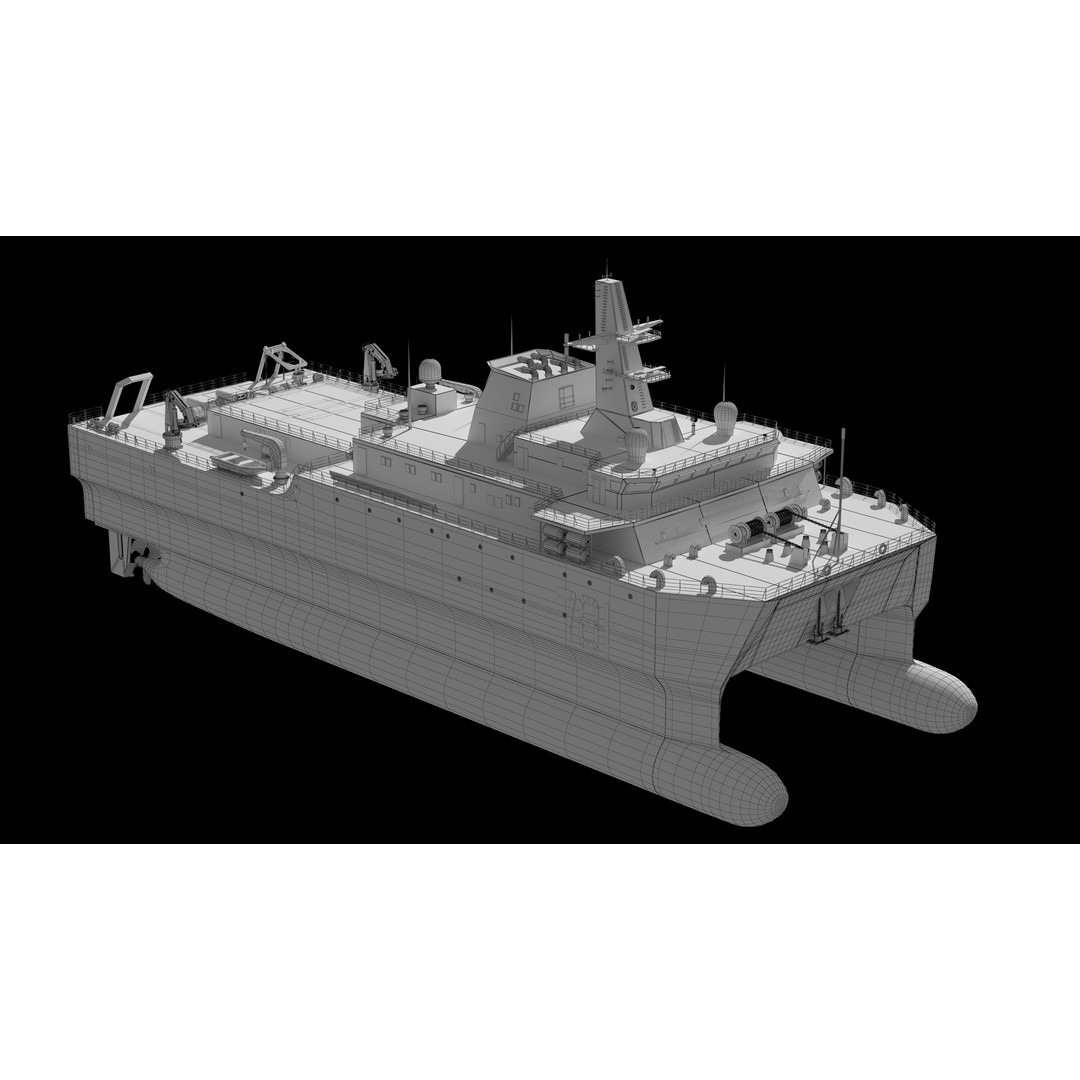 Chinese Navy 927 3D Model – Catamaran Acoustic Surveillance Ship, FBX, OBJ