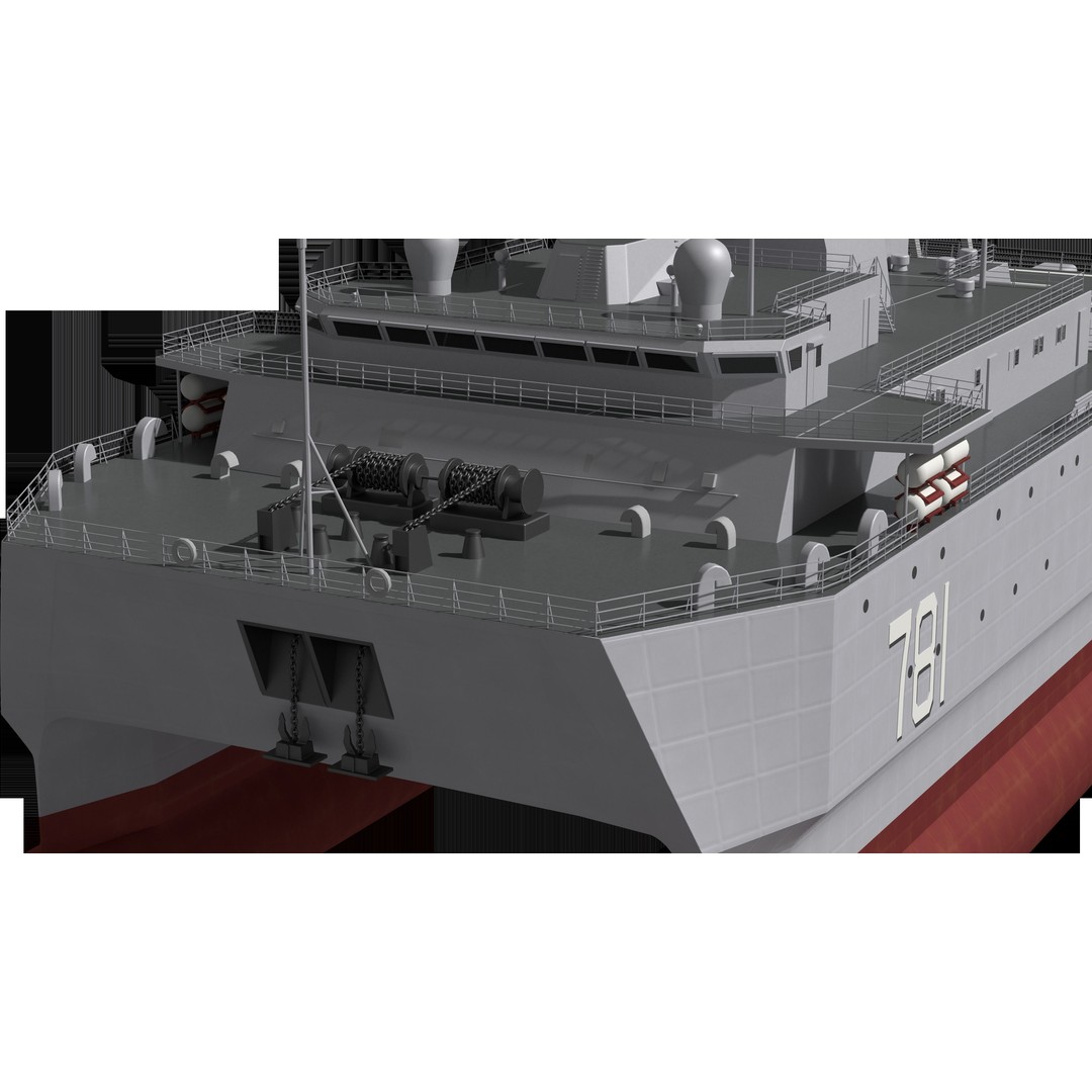 Chinese Navy 927 3D Model – Catamaran Acoustic Surveillance Ship, FBX, OBJ - View 14