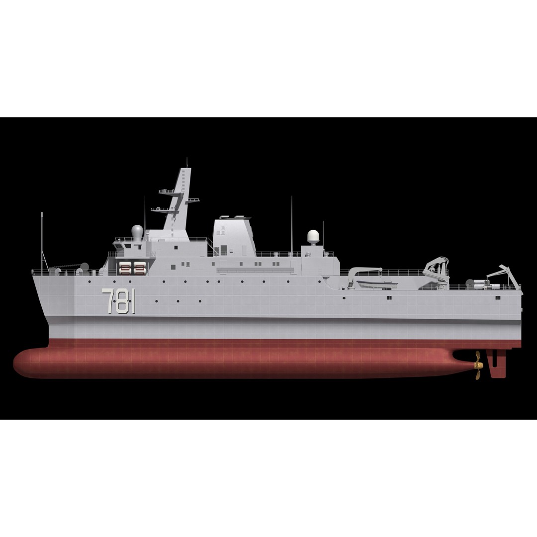 Chinese Navy 927 3D Model – Catamaran Acoustic Surveillance Ship, FBX, OBJ - View 16