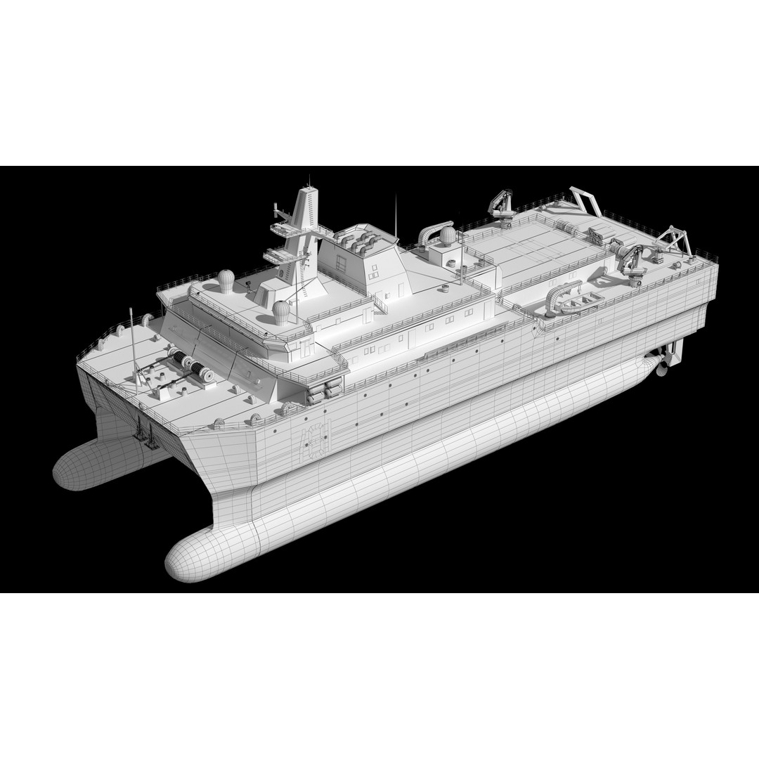 Chinese Navy 927 3D Model – Catamaran Acoustic Surveillance Ship, FBX, OBJ - View 18