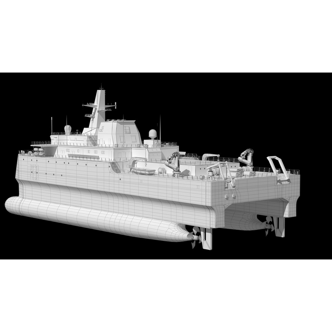 Chinese Navy 927 3D Model – Catamaran Acoustic Surveillance Ship, FBX, OBJ - View 19