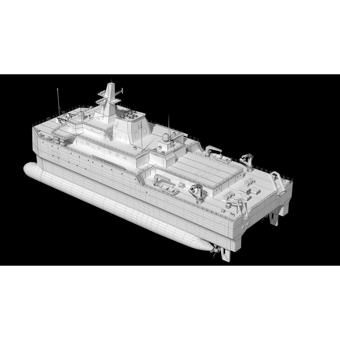 Chinese Navy 927 3D Model – Catamaran Acoustic Surveillance Ship, FBX, OBJ - View 20