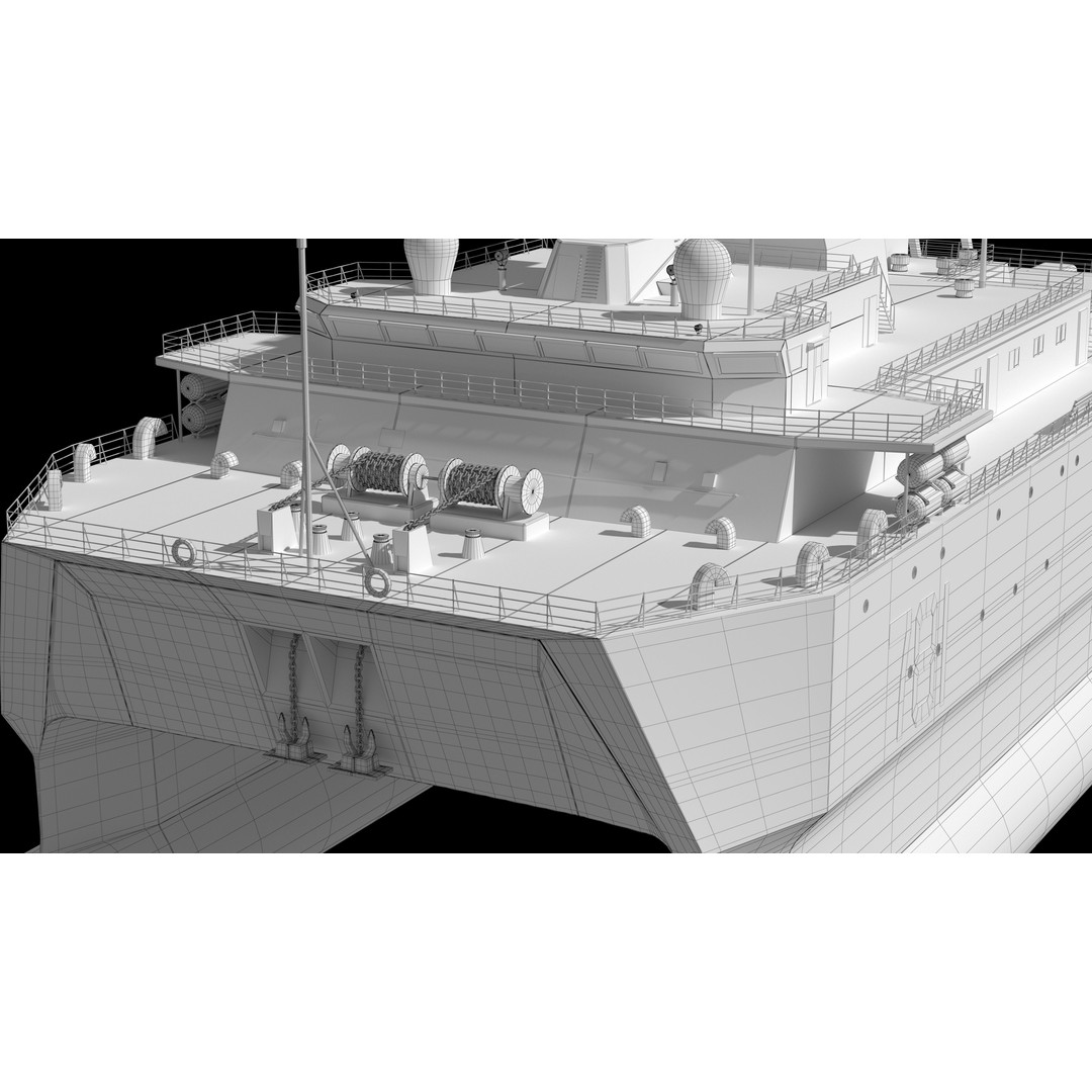 Chinese Navy 927 3D Model – Catamaran Acoustic Surveillance Ship, FBX, OBJ - View 21