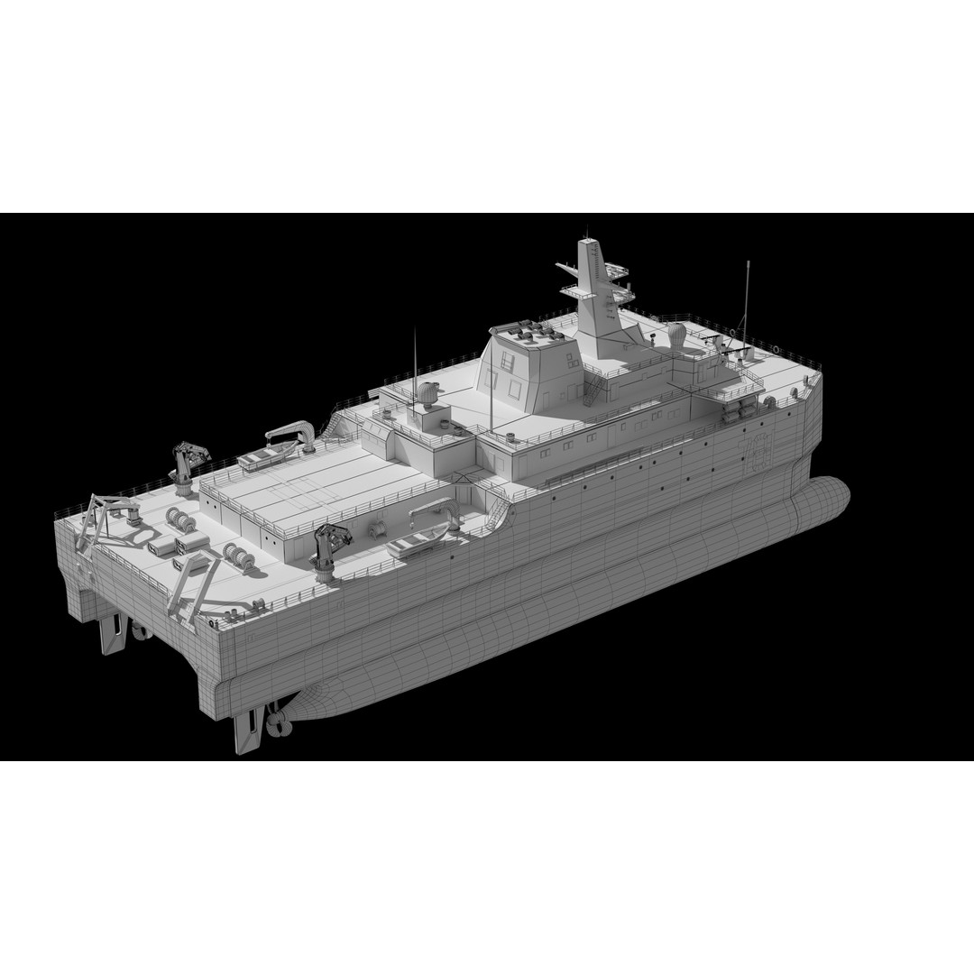 Chinese Navy 927 3D Model – Catamaran Acoustic Surveillance Ship, FBX, OBJ - View 24