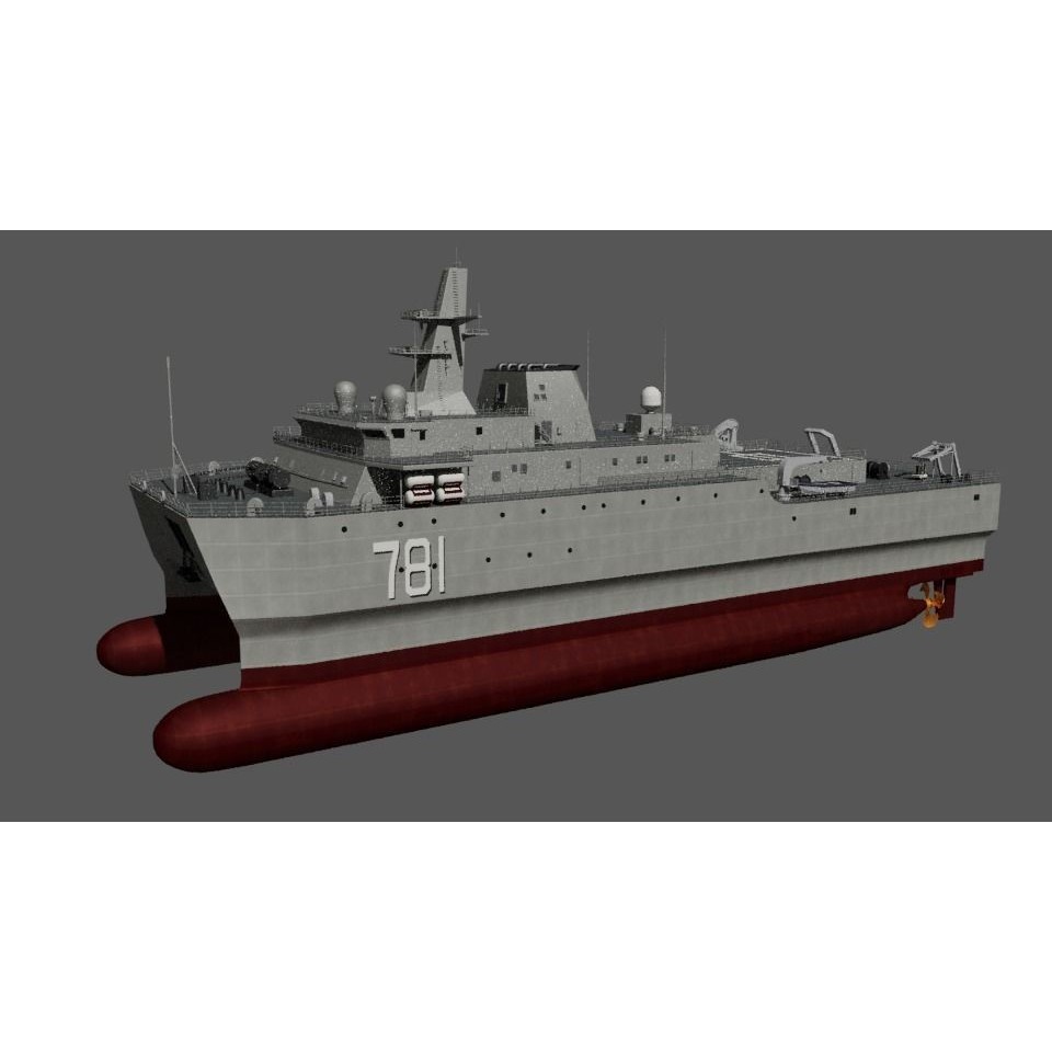 Chinese Navy 927 3D Model – Catamaran Acoustic Surveillance Ship, FBX, OBJ - View 3