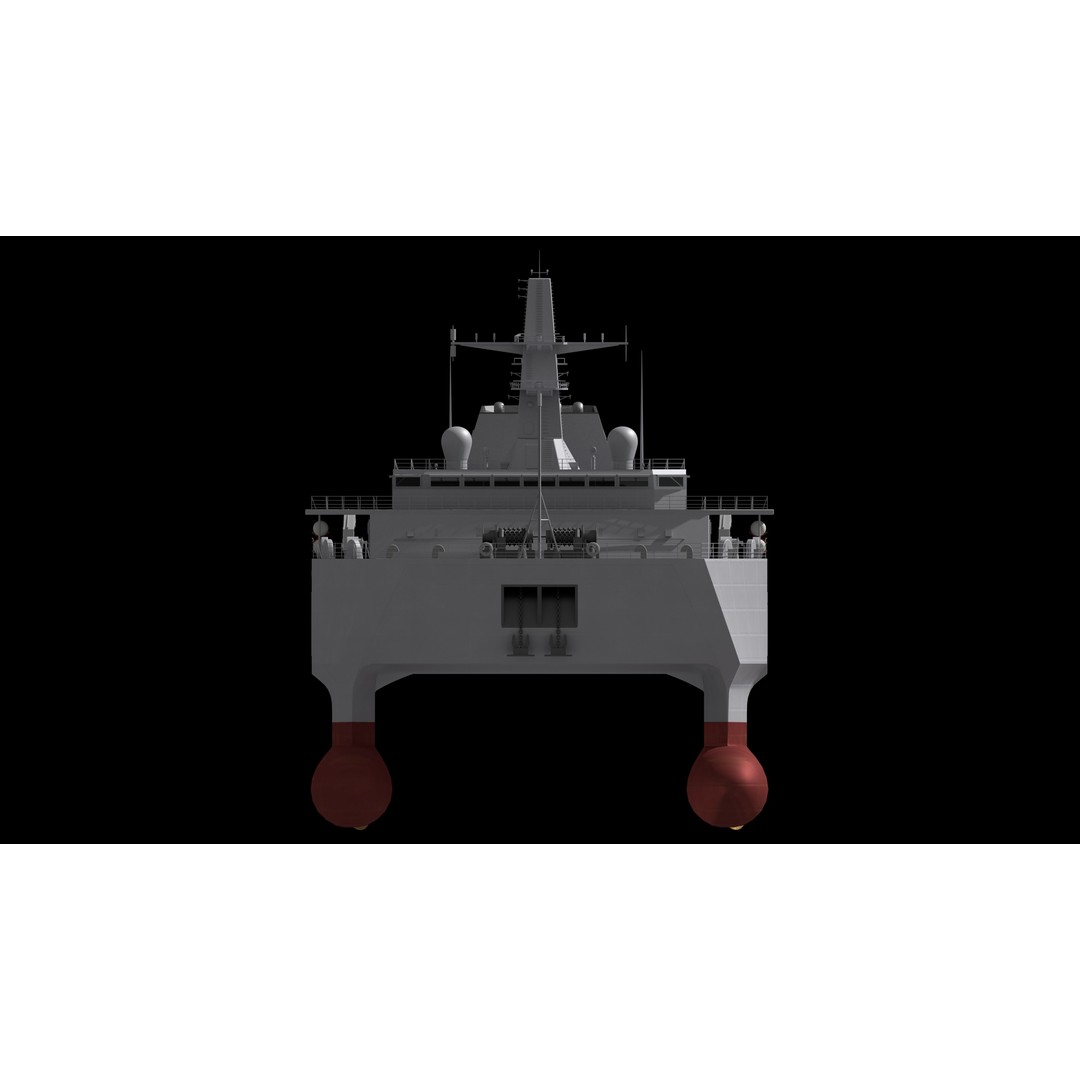 Chinese Navy 927 3D Model – Catamaran Acoustic Surveillance Ship, FBX, OBJ - View 6