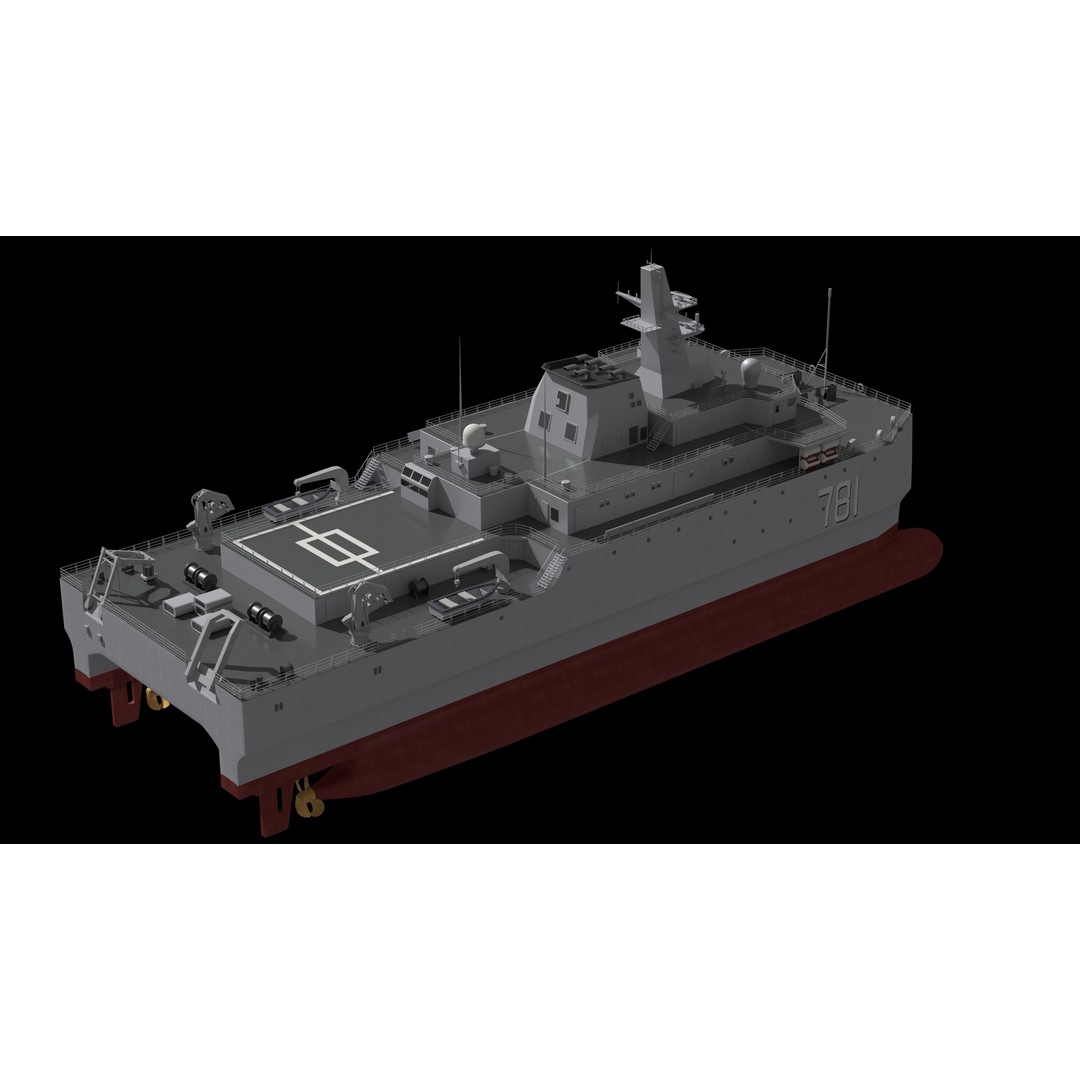 Chinese Navy 927 3D Model – Catamaran Acoustic Surveillance Ship, FBX, OBJ - View 8