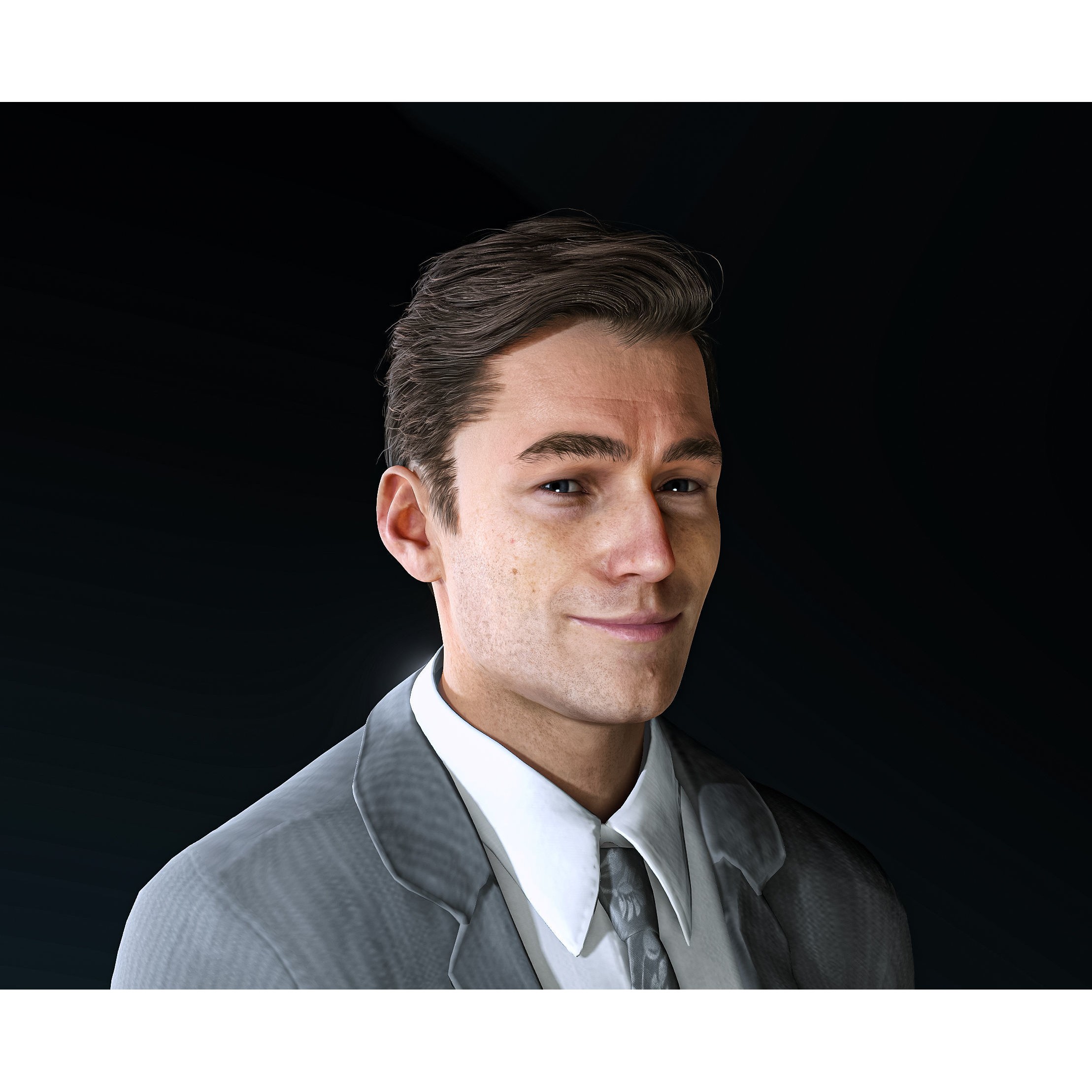 Realistic Man Grey Suit - Low-Poly Game-Ready 3D Model - View 10