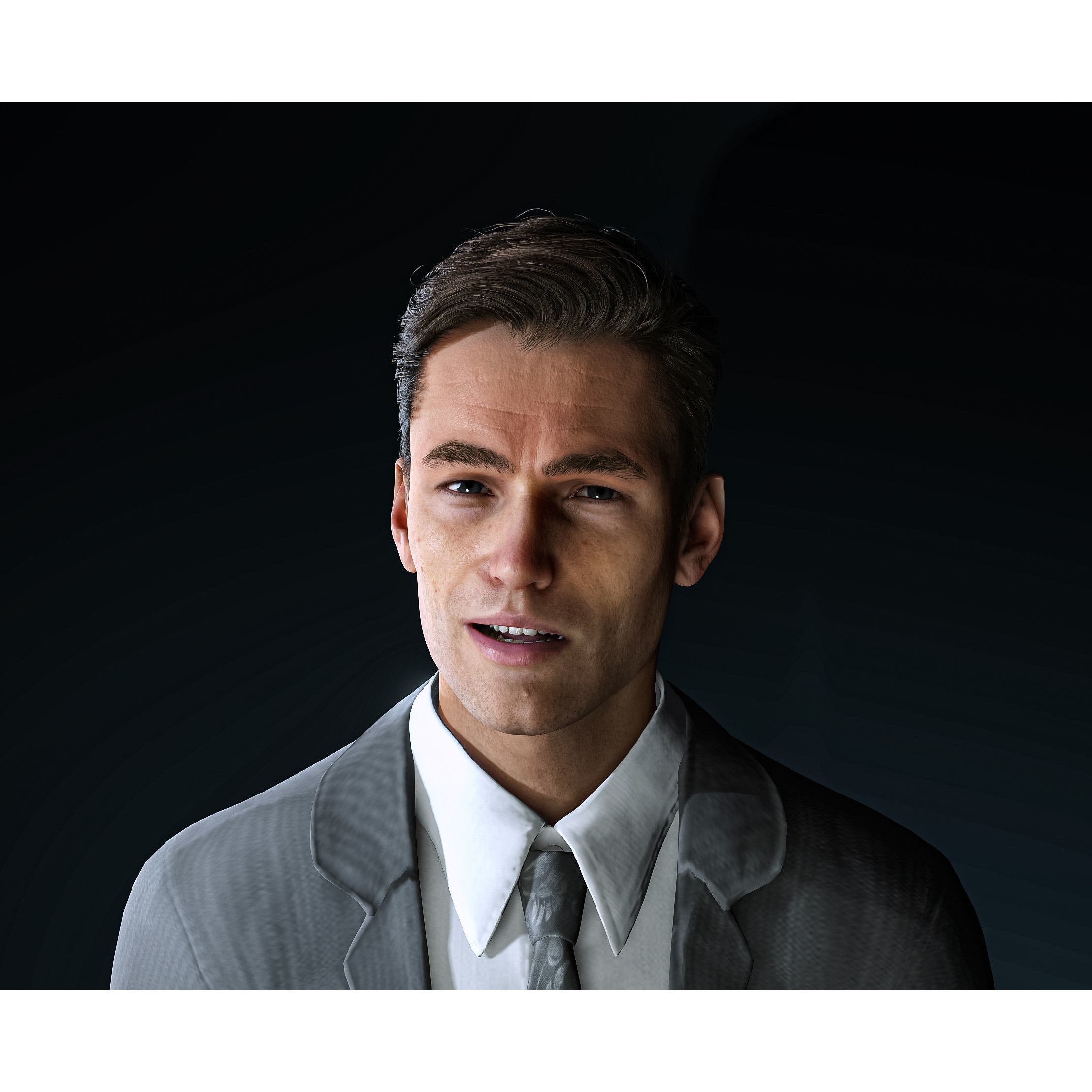 Realistic Man Grey Suit - Low-Poly Game-Ready 3D Model - View 12