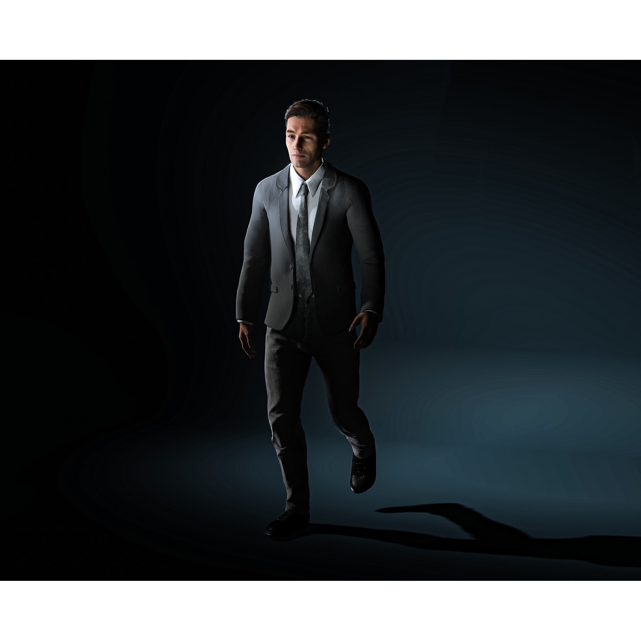 Realistic Man Grey Suit - Low-Poly Game-Ready 3D Model - View 13