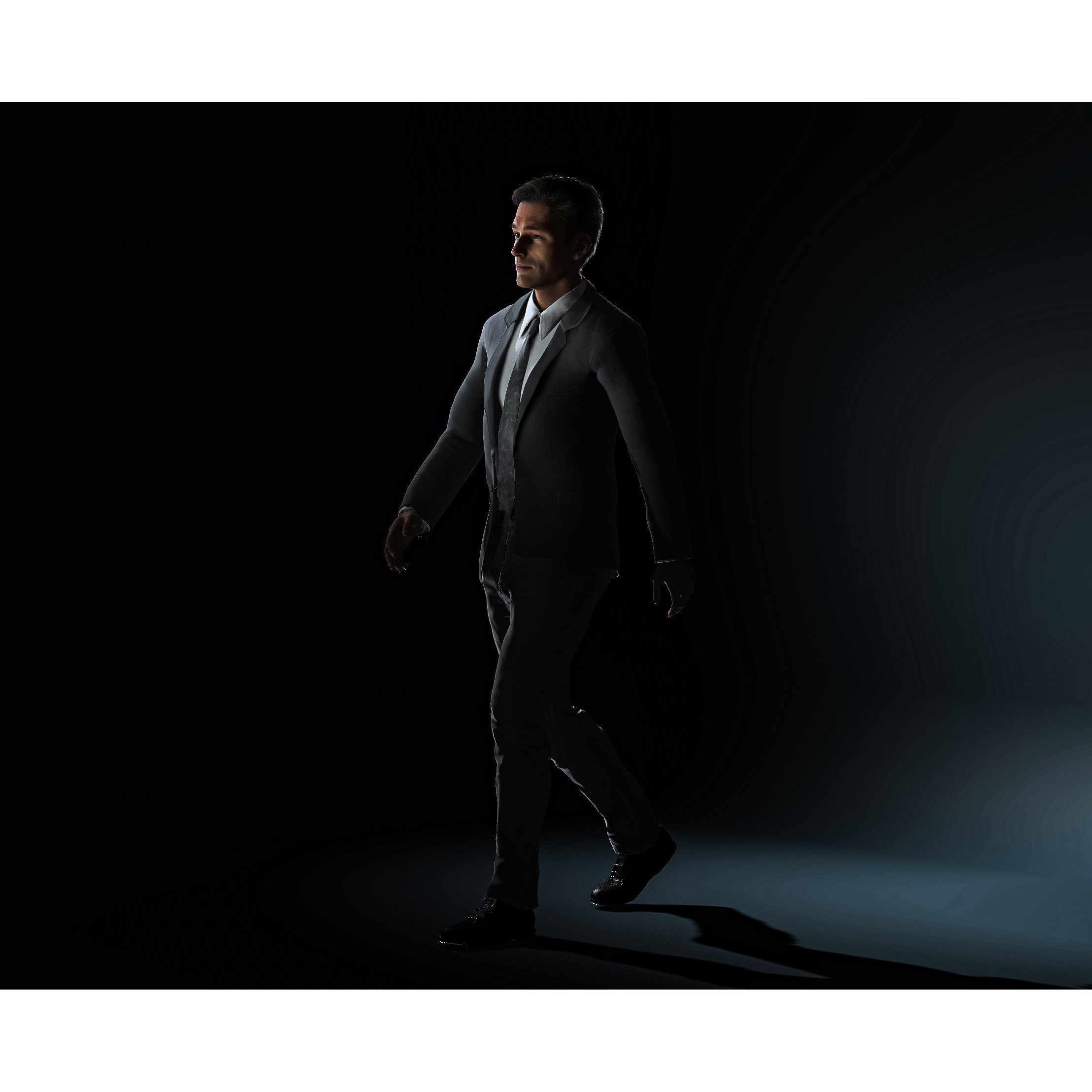 Realistic Man Grey Suit - Low-Poly Game-Ready 3D Model - View 16