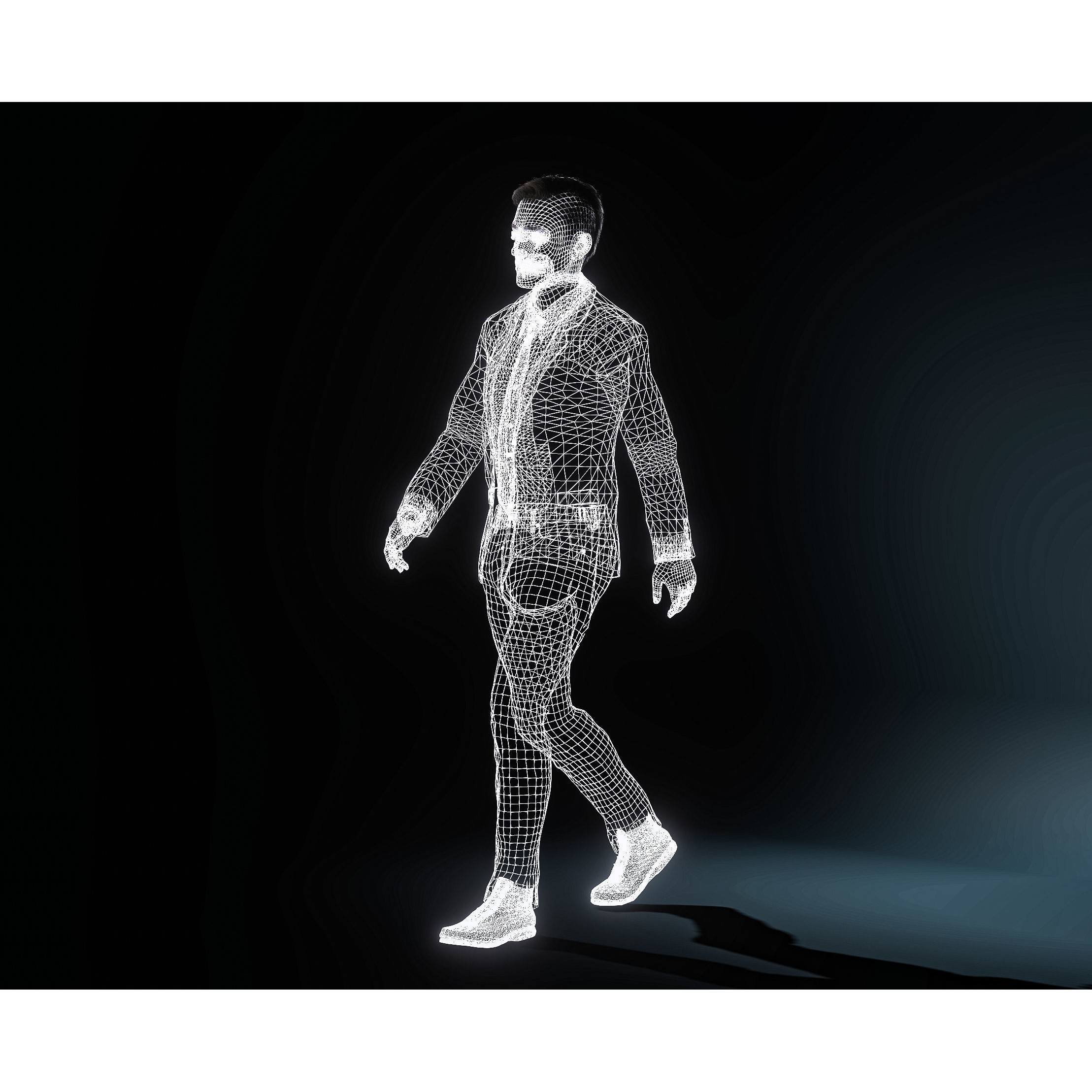 Realistic Man Grey Suit - Low-Poly Game-Ready 3D Model - View 17